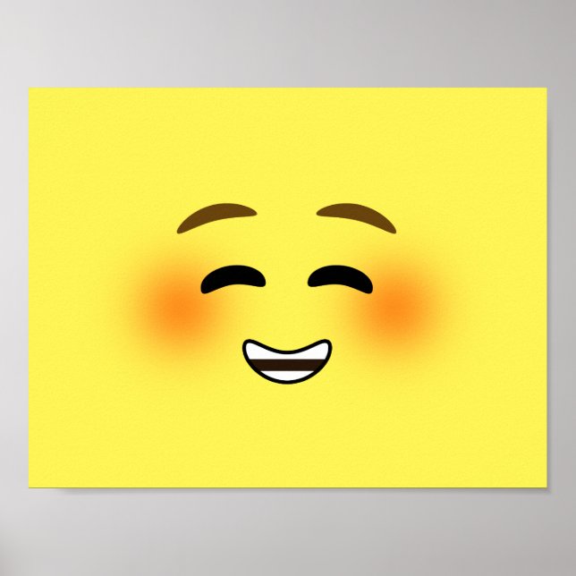 Weißes Lächeln Emoji Poster (Vorne)