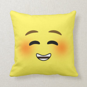 Weißes lächelndes Emoji Kissen