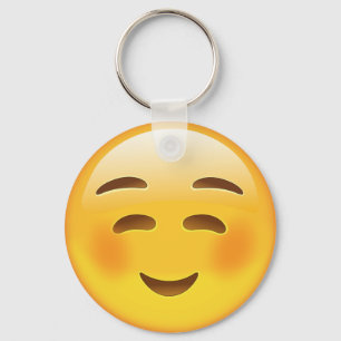 Weißes lächelndes Gesicht Emoji Schlüsselanhänger
