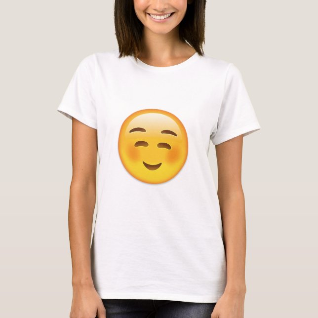Weißes lächelndes Gesicht Emoji T-Shirt (Vorderseite)