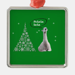 Weißes Lama singt Weihnachten Carol: Fa LaLaLa Silbernes Ornament