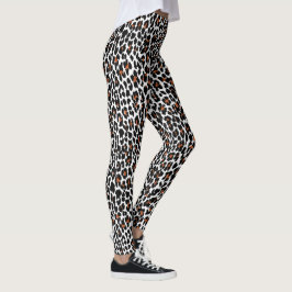 Weißes Leopardenblatt Leggings