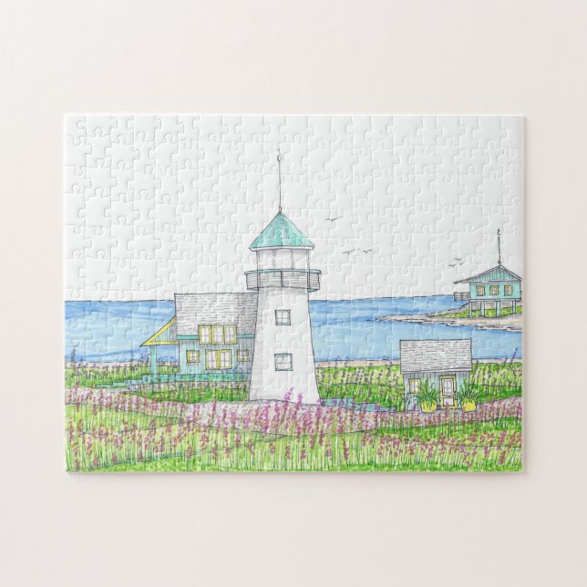 Weißes Leuchtturm-Puzzle (Horizontal)