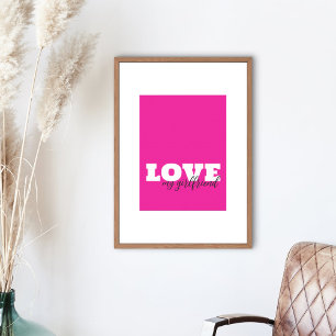 Weißes LIEBE Hot Pink Valentine Poster