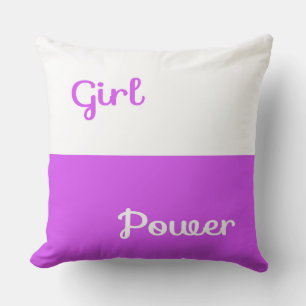 Weißes Lila Girl Power Kissen