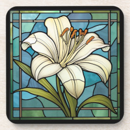 Weißes Liliengestanztes Glas Getränkeuntersetzer