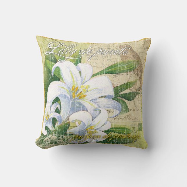 Weißes Lilly Wurfskissen Kissen (Vorderseite)