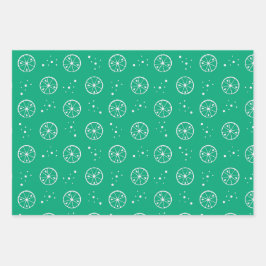Weißes Limones Fruchtmuster - Grünbuch Geschenkpapier Set