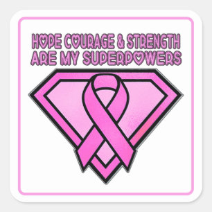 Weißes Logo "Brust Cancer Awareness Diamond" Quadratischer Aufkleber