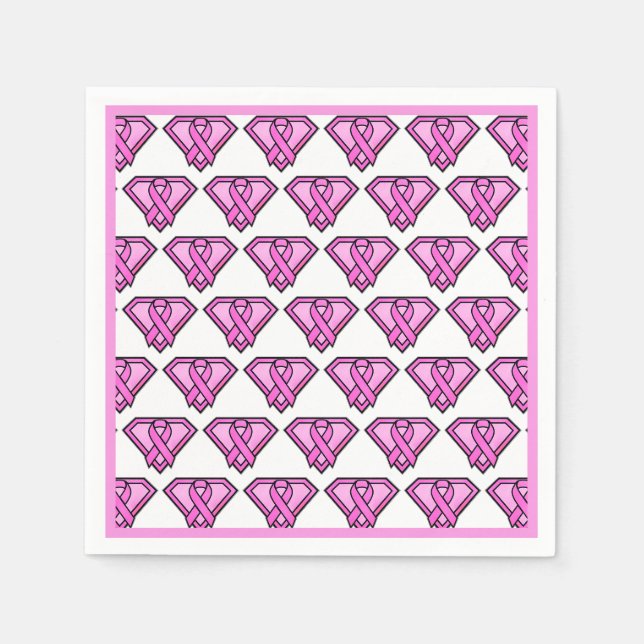 Weißes Logo "Brust Cancer Awareness Diamond" Serviette (Vorderseite)