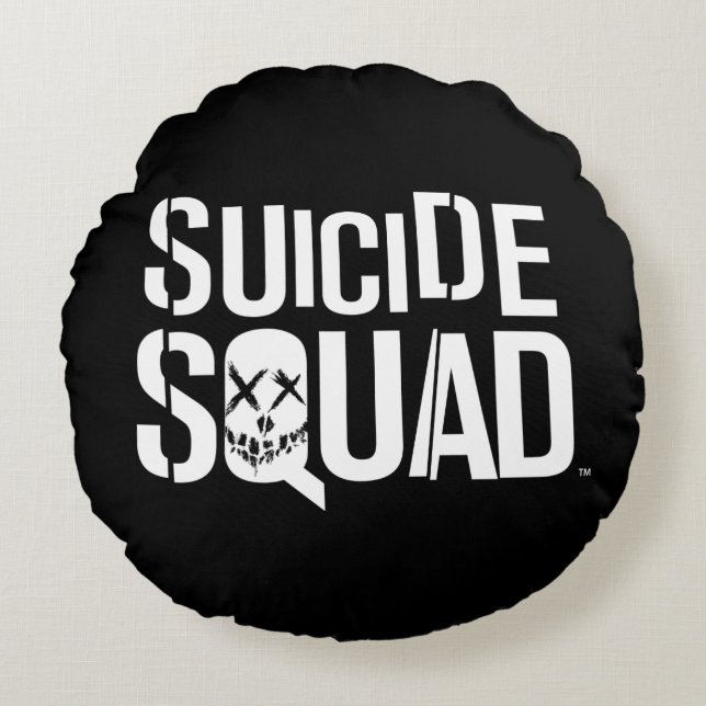 Weißes Logo der Selbstmord-Gruppen-| Rundes Kissen (Vorderseite)