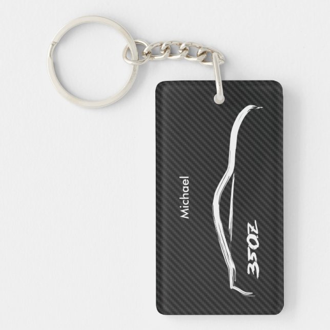 Weißes Logo des Brushstroke-350Z Schlüsselanhänger (Vorderseite)