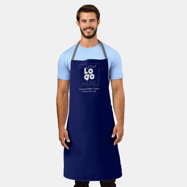Weißes Logo für kundenspezifische Unternehmen Navy Schürze (Getragen)