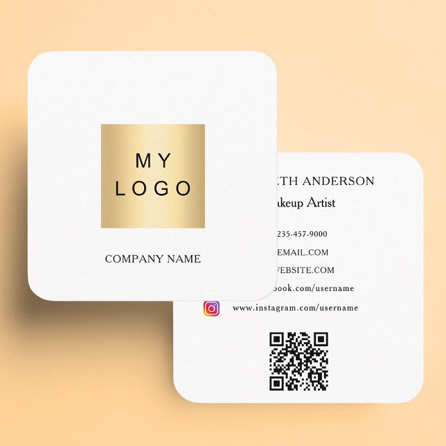 Weißes Logo QR-Code für soziale Medien minimalisti Quadratische Visitenkarte (Von Creator hochgeladen)