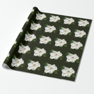 Weißes Magnolia Grüner Hintergrund Geschenkpapier