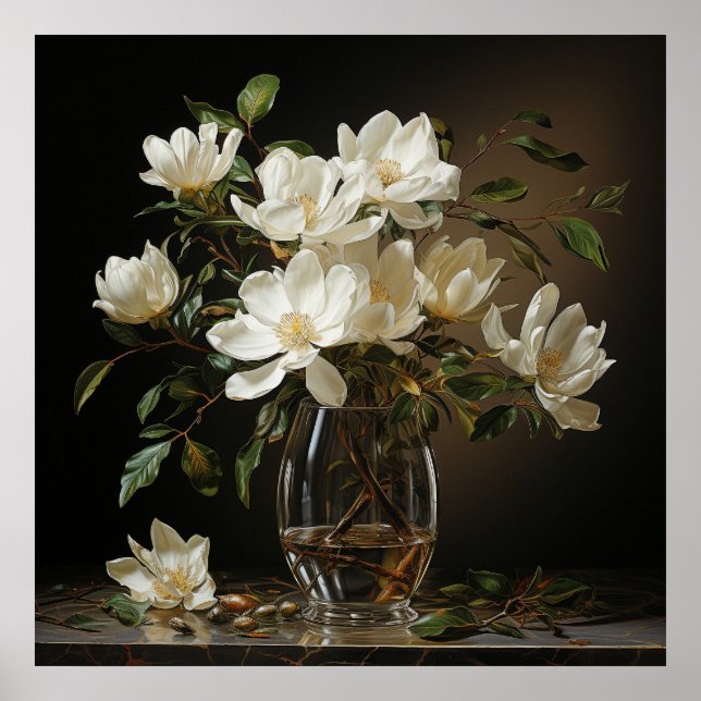 Weißes Magnolie Poster (Vorne)