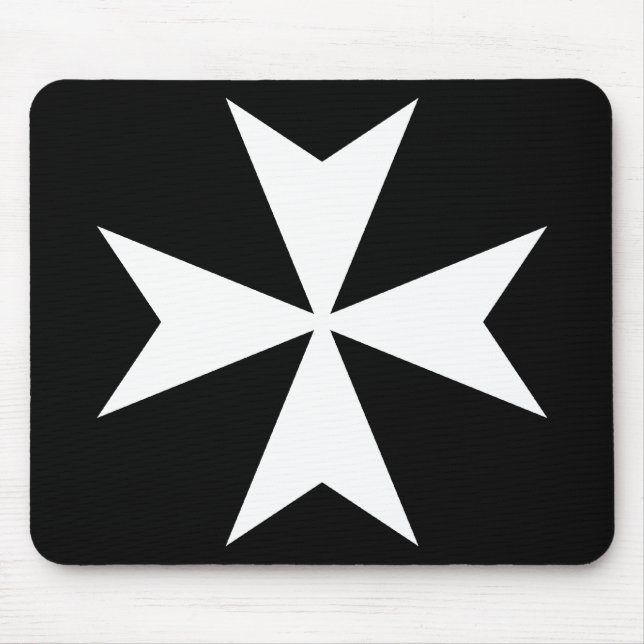 Weißes Malteser Kreuz Mousepad (Vorne)