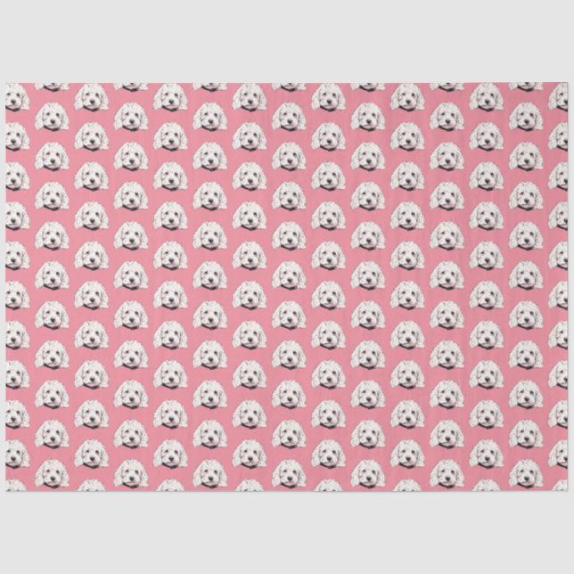 Weißes Malteser Pooch Girly Pink Tissue Paper Seidenpapier (Vorderseite)