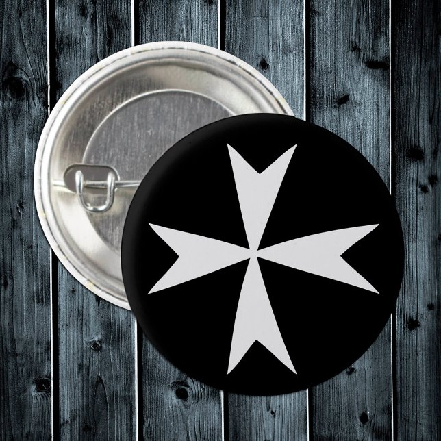 Weißes Malteserkreuz, St. John, maltesische Flagge Button (Von Creator hochgeladen)