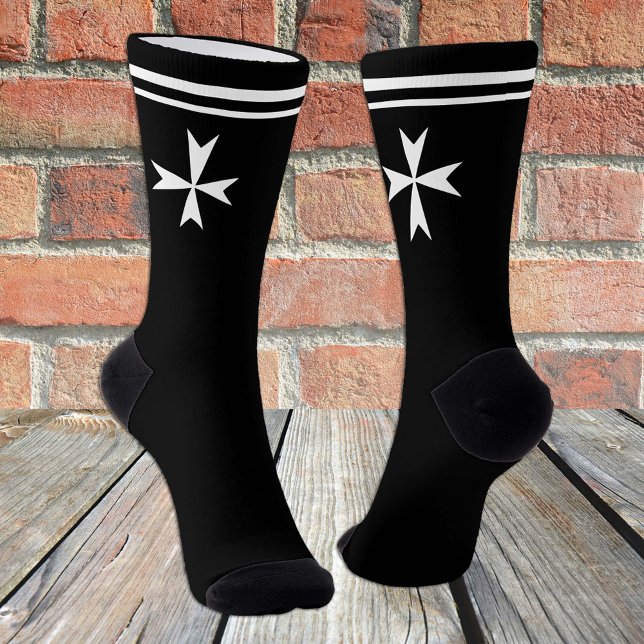 Weißes Malteserkreuz, St. John, maltesische Flagge Socken (Von Creator hochgeladen)