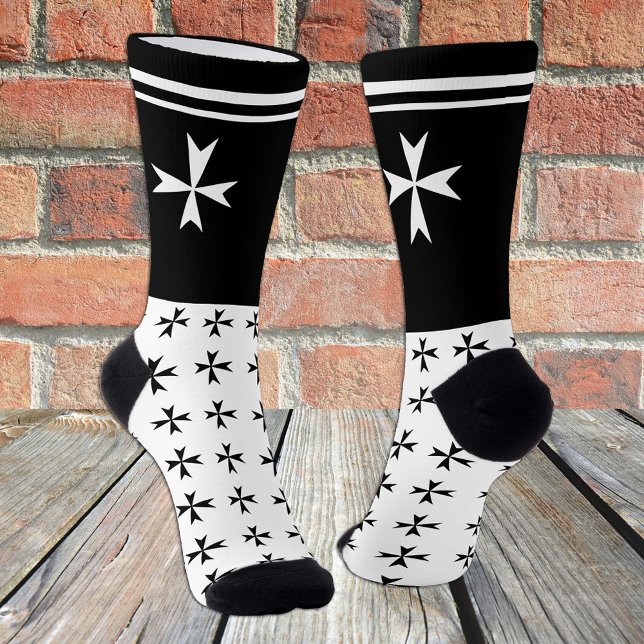 Weißes Malteserkreuz, St. John, maltesische Flagge Socken (Von Creator hochgeladen)