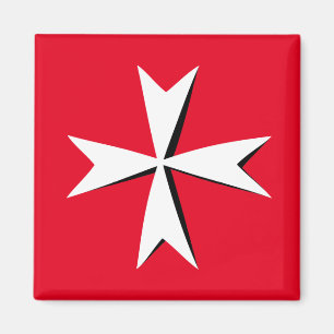 Weißes Malteserkreuz und Maltas Flagge / Rittersym Magnet