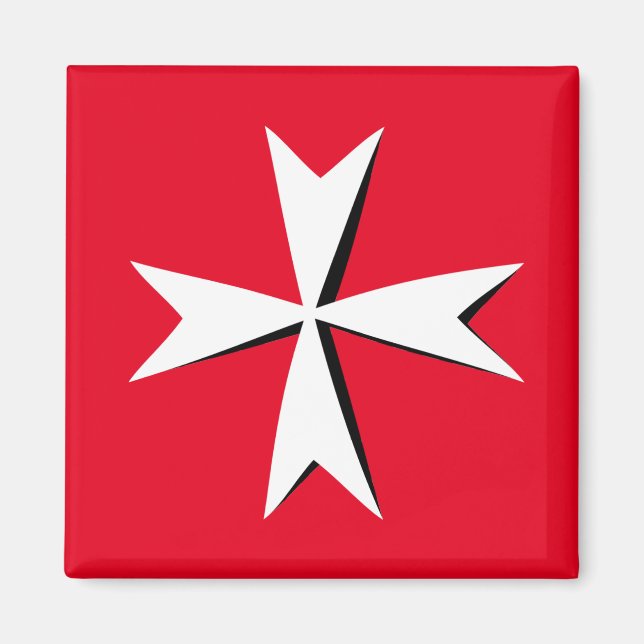 Weißes Malteserkreuz und Maltas Flagge / Rittersym Magnet (Vorne)