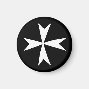 Weißes Malteserkreuz und Malteser Fahne/Rittersymb Magnet