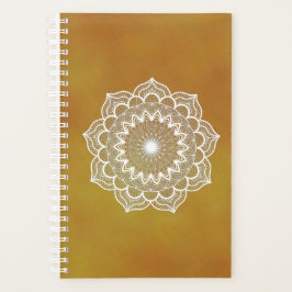 Weißes Mandala auf goldenem Hintergrund Planer