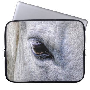 Weißes Mare Horse-Auge Tierliebhaber Foto Laptopschutzhülle