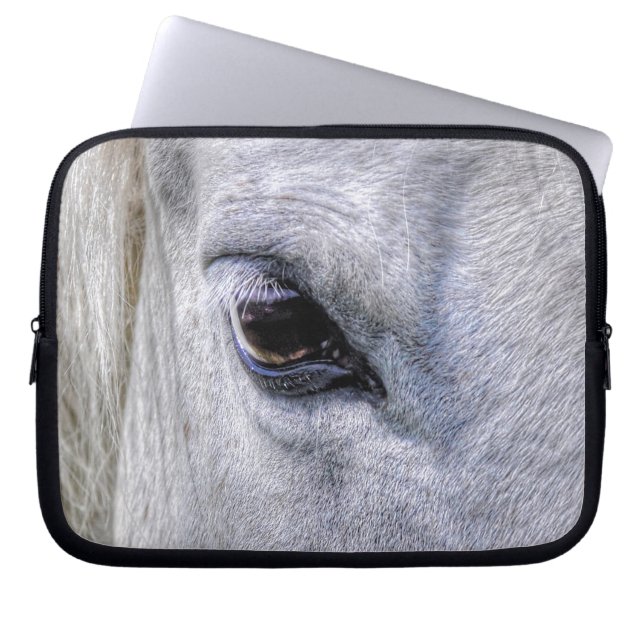 Weißes Mare Horse-Auge Tierliebhaber Foto Laptopschutzhülle (Vorderseite)