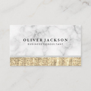 Weißes Marmor-Leder-Gold-Sequin Visitenkarte