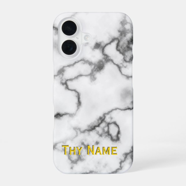 Weißes Marmordesign -  iPhone 16 Hülle (Rückseite)
