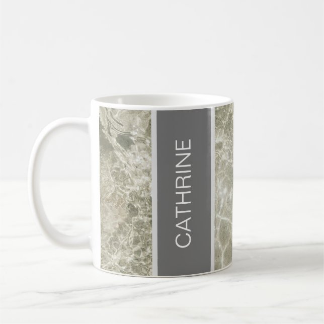 Weißes Marmorgewebe und Schwarz-Pastellfarbe Custo Kaffeetasse (Links)