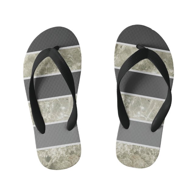 Weißes Marmorgewebe und Schwarz-Pastellfarbe Custo Kinderbadesandalen (Fußbett)