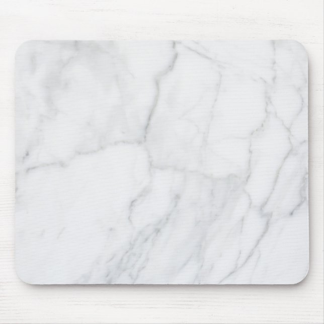 Weißes Marmormuster Boho Chic Mousepad (Vorne)