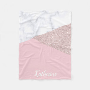 Weißes Marmorrosa des eleganten girly Fleecedecke