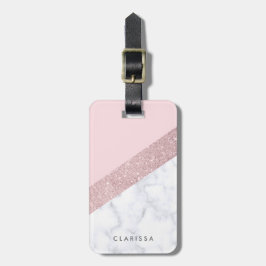 weißes Marmorrosa des eleganten girly Gepäckanhänger