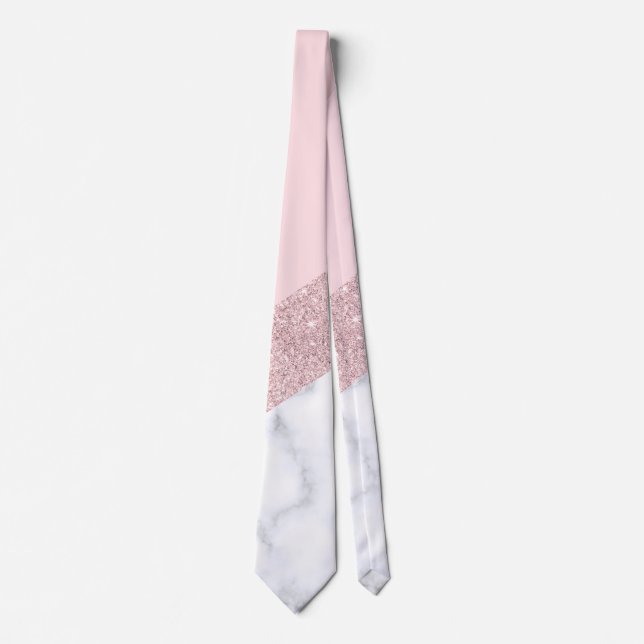 weißes Marmorrosa des eleganten girly Krawatte (Vorderseite)