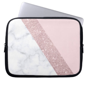 weißes Marmorrosa des eleganten girly Laptopschutzhülle