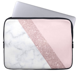 weißes Marmorrosa des eleganten girly Laptopschutzhülle