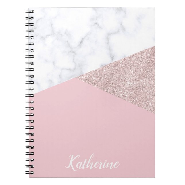 Weißes Marmorrosa des eleganten girly Notizblock (Vorderseite)