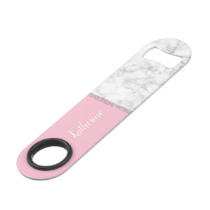 Weißes Marmorrosa des eleganten girly Speedflaschenöffner