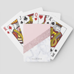 weißes Marmorrosa des eleganten girly Spielkarten