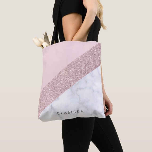 weißes Marmorrosa des eleganten girly Tasche (Von Nahem)