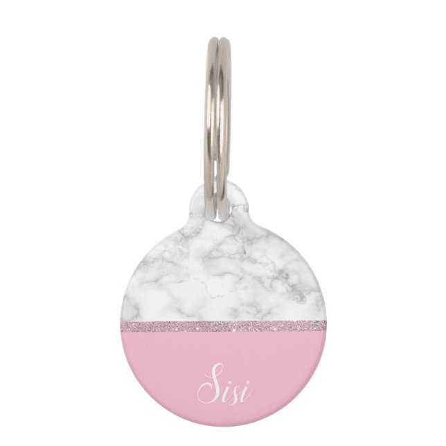 Weißes Marmorrosa des eleganten girly Tiermarke (Vorderseite)