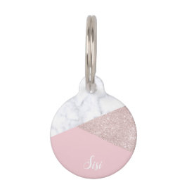 Weißes Marmorrosa des eleganten girly Tiernamensmarke