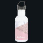 Weißes Marmorrosa des eleganten girly Trinkflasche<br><div class="desc">Stilvoller und eleganter geometrischer Imitat-Rosen-GoldGlitter,  weißer Marmor und rosa Farbblock.</div>