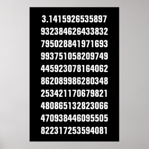 Weißes mathematisches Pi auf Schwarz Poster