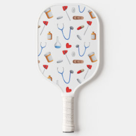 Weißes medizinisches Muster Pickleball Schläger